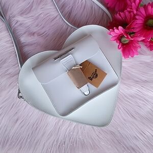 NEW Dr. Martens White Kiev Patent Leather Valentine's Day Heart Bag